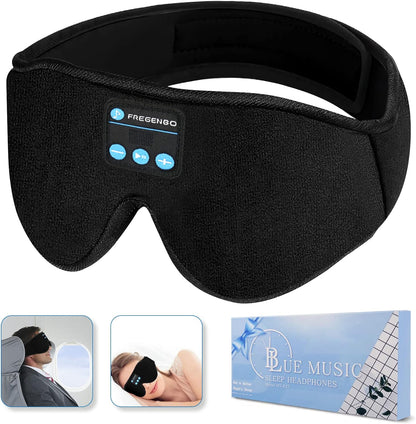 Sleep Headphones Eye Mask, 20-27 Adjustable Music 3D Sleep Mask Upgraded, Wireless Sleeping Headphones for Side Sleepers, Handsfree for Meditation Insomnia Travel(Black)